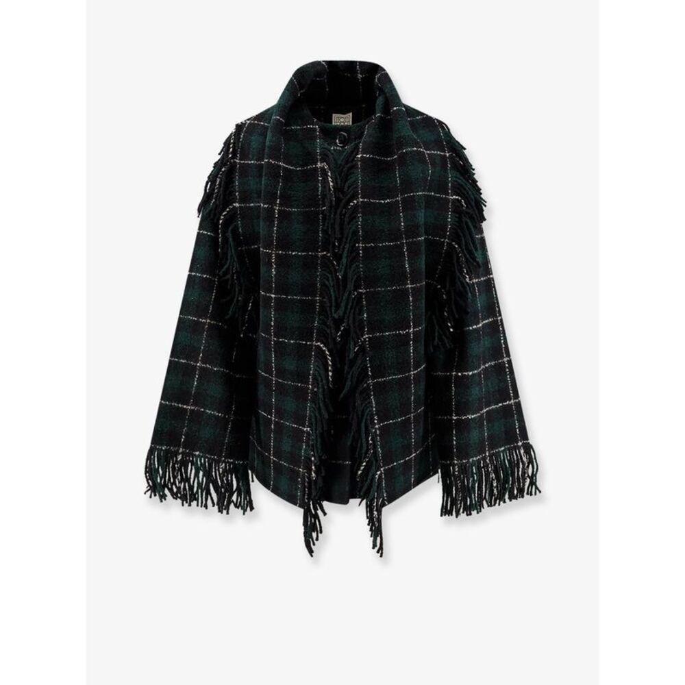 Toteme Women Fringed Scarf Madras Wool Coat